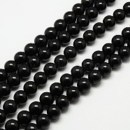 Natural Malaysia Jade Bead Strands, Round Dyed Beads, Black, 6mm, Hole: 1m, about 64pcs/strand, 15 inch(G-M099-6mm-01)