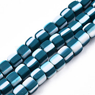 Handmade Polymer Clay Beads Strands, Column, Teal, 5x5x4.5mm, Hole: 2mm, about 85~86pcs/strand, 15.83 inch~16.06 inch(40.2~40.8cm)(CLAY-N010-074-01)