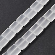 Transparent Frosted Glass Beads Strands, Square, Clear, 12x12x4.5mm, Hole: 1mm, about 50pcs/strand, 23.23''~24.02''(59~61cm)(FGLA-S001-01G)