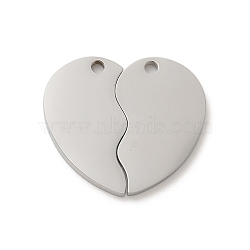 Non-Tarnish 304 Stainless Steel Split Pendants, Laser Cut, Heart Charm, Stainless Steel Color, 20x22.5x1.5mm, Hole: 1.4mm(STAS-K270-09P)