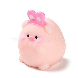 Resin Pig Figurines Ornament, for Home Desktop Decoration, Pearl Pink, 25.5x25x32.5mm(DJEW-Z003-01A)