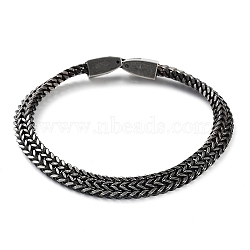 304 Stainless Steel Trendy Double Layer Chain Bracelets, Curb Chain Bracelets, Mens Jewelry Gifts, Gunmetal, 8-1/2 inch(21.5cm)x0.67cm(BJEW-D031-01B)
