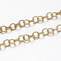 3.28 Feet Ion Plating(IP) 304 Stainless Steel Rolo Chains, Belcher Chain, Unwelded, Golden, 5x0.8mm(X-STAS-F094-21)