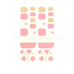 Full-Cover Glitter Powder Toenail Wraps Stickers, Flower Star Tartan Self-adhesive Toenail Art Polish Decals, for Woman Girls DIY Toenails Art Design, Light Salmon, Flower Pattern, 9.5x5.8cm(MRMJ-R112-ZXJ-083)