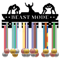 Word Beast Mode Acrylic Medal Holder, Medals Display Hanger Rack, with Standoff Pins, Medal Holder Frame, Human Pattern, 130x290x10mm, Hole: 8mm(AJEW-WH0296-033)
