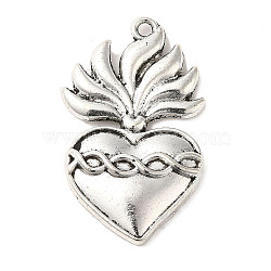 Tibetan Style Alloy Pendants, Cadmium Free & Lead Free, Sacred Heart, Antique Silver, 36.5x22x4mm, Hole: 2mm, about 187Pcs/1000G(PALLOY-M217-01B-AS)