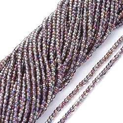 Electroplate Glass Beads Strands, Full Rainbow Plated, Round, DarkSlate Blue, 2.5mm, Hole: 0.7mm, about 177pcs/Strand, 14.09 inch(35.8cm)(EGLA-K014-A-FR04)