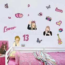 Translucent PVC Self Adhesive Wall Stickers, Waterproof Building Decals for Home Living Room Bedroom Wall Decoration, Musical Instruments, 960x300mm, 2 sheets/set(STIC-WH0015-216)