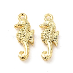 Rack Plating Alloy Pendants, Cadmium Free & Lead Free, Sea Horse Charms, Light Gold, 21x8.5x4mm, Hole: 1.6mm(FIND-G044-37LG)