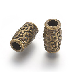 Tibetan Style Zinc Alloy Beads, Lead Free & Cadmium Free, Tube, Antique Bronze, 12x7mm, Hole: 3.5mm(X-MLF0984Y)