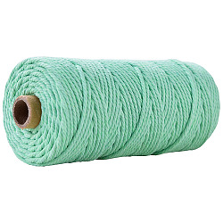 100M Cotton String Threads for Crafts Knitting Making, Aquamarine, 3mm, about 109.36 Yards(100m)/Roll(KNIT-YW0001-01H)