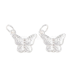 Brass Micro Pave Cubic Zirconia Pendants, Butterfly Charms, Cadmium Free & Lead Free, Rack Plating, Long-Lasting Plated, with Jump Ring, Silver, 11x12.5x2mm, Hole: 3.5mm(KK-C143-36B-S)