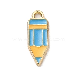 Alloy Enamel Pendants, Golden, Pencil Charm, Light Sky Blue, 18.5x6.5x1mm, Hole: 1.8mm(X-ENAM-R147-11C)