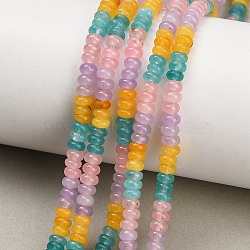 Gradient Color Natural Dyed White Jade Beads Strands, Smooth Rondelle, Mixed Color, 4.5x2~2.5mm, Hole: 0.8mm, about 162~167pcs/strand, 15.16''(38.5cm)(GG-CBA1E0E-01D)