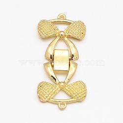 Alloy Fold Over Clasps, Long-Lasting Plated, Bowknot, Golden, 43x21x3mm, Hole: 1mm(X-PALLOY-O051-10)