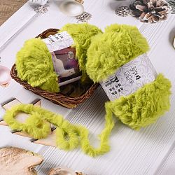 Polyester & Nylon Yarn, Imitation Fur Mink Wool, for DIY Knitting Soft Coat Scarf, Yellow Green, 4.5mm(YCOR-C001-01U)
