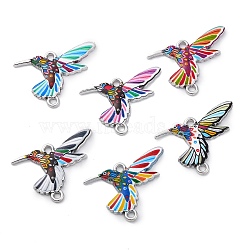 Alloy Enamel Connector Charms, Bird, Platinum, Mixed Color, 20.5x24.5x1.5mm, Hole: 1.6mm(ENAM-P257-04P)