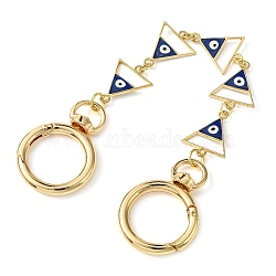 Alloy Evil Eye Enamel Link Bag Extender Chains, with Golden Plated Swivel Clasps, Blue, Triangle, 19.8cm(AJEW-BA00132-02)