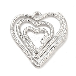 Non-Tarnish 304 Stainless Steel Pendants, Heart Charm, Stainless Steel Color, 26x26x2mm, Hole: 1.5mm(STAS-D084-09P)