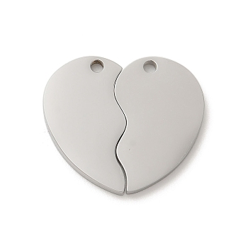 304 Stainless Steel Split Pendants, Laser Cut, Heart Charm, Stainless Steel Color, 20x22.5x1.5mm, Hole: 1.4mm