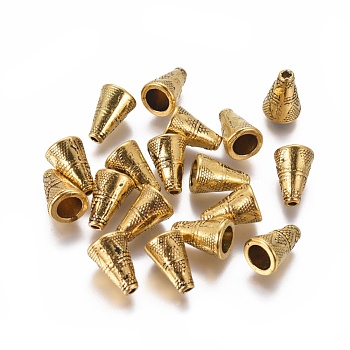 Tibetan Style Alloy Bead Cone, Lead Free & Cadmium Free, Antique Golden, 11.5x9mm, Hole: 2mm