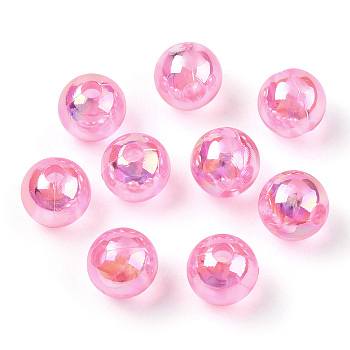 Transparent Acrylic Beads, AB Colors Plated, Round, Pearl Pink, 6mm, Hole: 1.8mm, about 4800pcs/500g