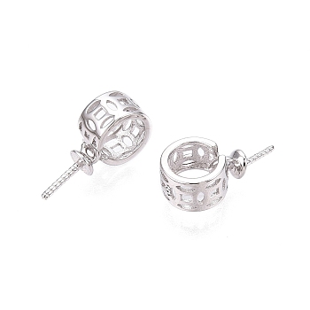 Anti-Tarnish Rhomdium Plated 925 Sterling Silver Pendant Bails, with S925 Stamp, for Half Drilled Beads, Ring, Platinum, 13x6.5x4mm, Hole: 4.5mm, Pin: 0.8mm