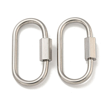 304 Stainless Steel Screw Carabiner Lock Charms, for Necklaces Making, Oval, 26x13x2mm