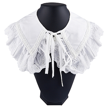 1Pc Detachable Polyester Lady's False Collars, Ruffled Edge Neckline Trim, Clothes Sewing Applique Edge, DIY Garment Accessories, White, 1520x152x1mm