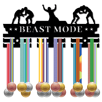 Word Beast Mode Acrylic Medal Holder, Medals Display Hanger Rack, with Standoff Pins, Medal Holder Frame, Human Pattern, 130x290x10mm, Hole: 8mm
