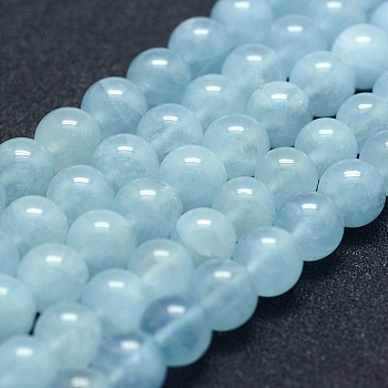 Natural Aquamarine Beads Strands, Grade A++, Round, 8mm, Hole: 1mm, about 49pcs/strand, 15.5 inch(39.5cm)