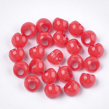 Opaque AS Plastic Charms, Suzumaru Beads, Round, Crimson, 10x9.5x9mm, Hole: 4mm, about 1600pcs/500g