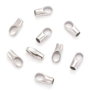 304 Stainless Steel Cord Ends, End Caps, Stainless Steel Color, 18x9x7mm, Hole: 6x8mm, 5mm inner diameter