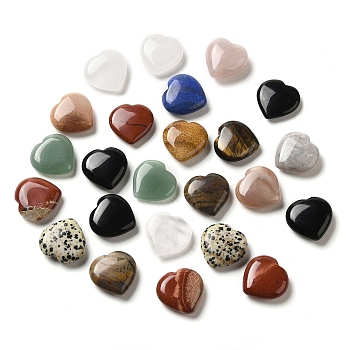 Natural Mixed Heart Palm Stones, Reiki Energy Balancing Meditation Gift, 24~25x25~26x7~12mm