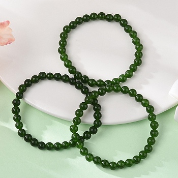 Natural TaiWan Jade Bead Stretch Bracelets, Round, Dyed, Inner Diameter: 2 inch~2-3/8 inch(5~6cm), Bead: 5.8~6.8mm