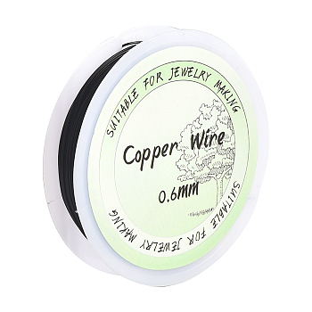 Round Copper Jewelry Wire, Long-Lasting Plated, Black, 22 Gauge(0.6mm), about 22.97 Feet(7m)/Roll