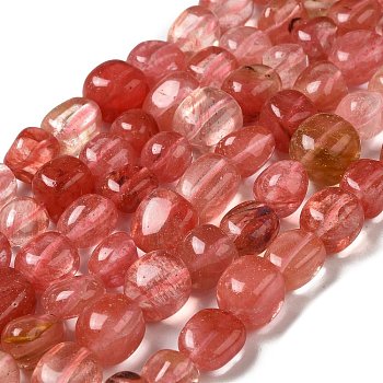 Cherry Quartz Glass Beads Strands, Nuggets, Tumbled Stone, 11~19x10~15x8~12mm, Hole: 1mm
