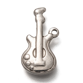 304 Stainless Steel Pendants, Guitar, Stainless Steel Color, 20.5x11x3mm, Hole: 1.4mm