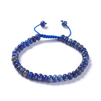 Adjustable Nylon Cord Braided Bead Bracelets, with Natural Lapis Lazuli Beads, 2-1/4 inch~2-7/8 inch(5.8~7.2cm)