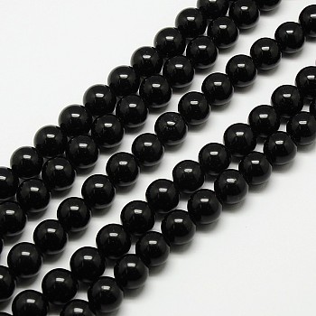 Natural Malaysia Jade Bead Strands, Round Dyed Beads, Black, 6mm, Hole: 1m, about 64pcs/strand, 15 inch