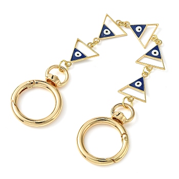 Alloy Evil Eye Enamel Link Bag Extender Chains, with Golden Plated Swivel Clasps, Blue, Triangle, 19.8cm
