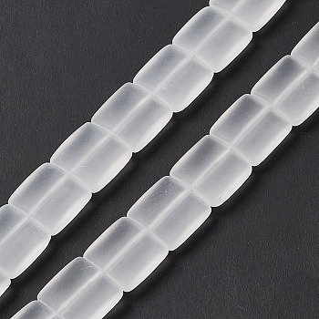 Transparent Frosted Glass Beads Strands, Square, Clear, 12x12x4.5mm, Hole: 1mm, about 50pcs/strand, 23.23''~24.02''(59~61cm)