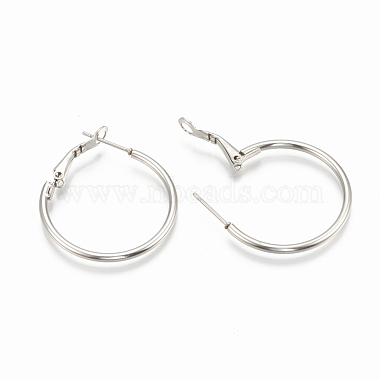 304 Stainless Steel Hoop Earrings(X-STAS-S078-07-40mm)-2