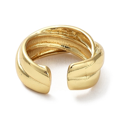 Rack Plating Brass Criss Cross Open Cuff Rings for Women(RJEW-Q777-04G)-3
