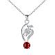 Silver Plated Brass Cubic Zirconia Heart Pendant Necklaces(BB03284-A)-1