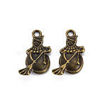 Tibetan Style Alloy Pendant Enamel Settings, Cadmium Free & Lead Free, Snowman, Antique Bronze, 23.5x16x2mm, Hole: 2mm(PALLOY-N160-73AB)