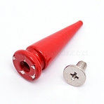 Zinc Alloy Rivets, with Iron Screw, Cone, Red, 25x10mm(PALLOY-WH0079-53A)