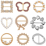 9Pcs 9 Styles Alloy Buckles, for Strap Belt, Garment Accessories, Mixed Color, Mixed Shapes, 30~61x30~51x2~9mm(AJEW-GF0011-33)