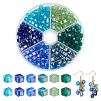 300Pcs 6 Colors Electroplate Glass Beads Strands, AB Color Plated, Faceted, Cube, Mixed Color, 6x6x6mm, Hole: 1mm, about 50pcs/color(EGLA-PH0001-89)
