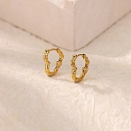 304 Stainless Steel Hammered Heart Hoop Earrrings, Real 18K Gold Plated, 19x18.5x3mm(X-EJEW-U065-02A-G)